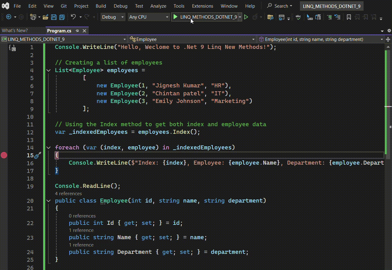 Index method .NET 9 output